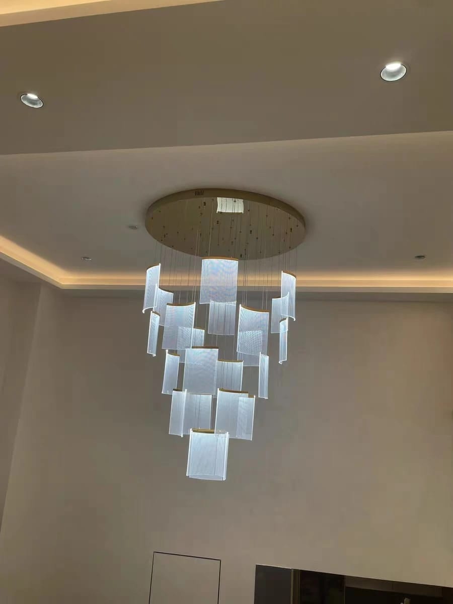 Customer photo review of Nordic Ceiling Stair Chandelier Gold/Black
