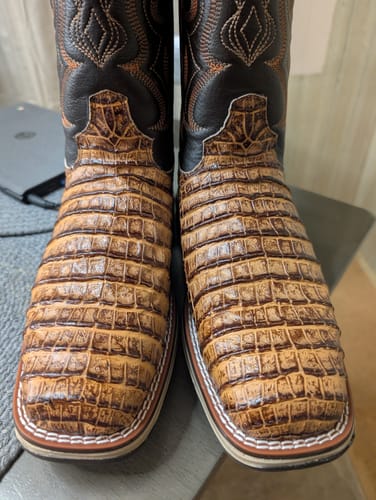 Customer photo review of Honey Caiman Belly Leather Boots With 3D Lightweight Sole - Composite Toe