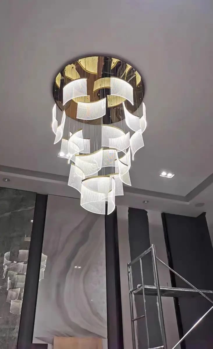 Customer photo review of Nordic Ceiling Stair Chandelier Gold/Black