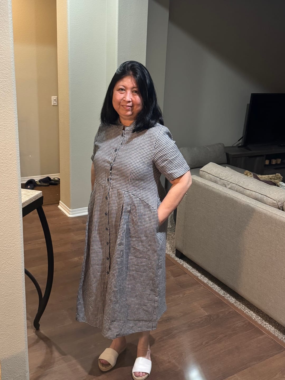 Customer photo review of Plus Size Women Summer Retro Print Cotton Hooded Shirt
