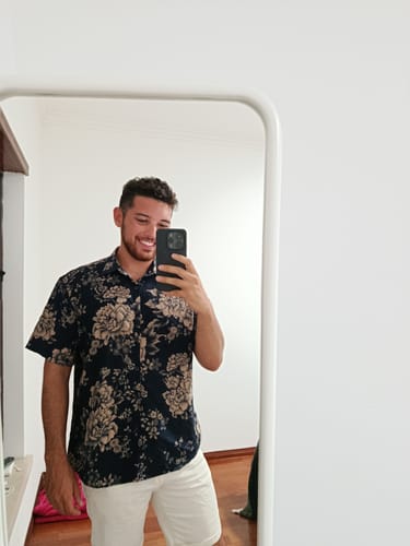 Customer photo review of Chemise à manches courtes à imprimé floral rétro pour homme