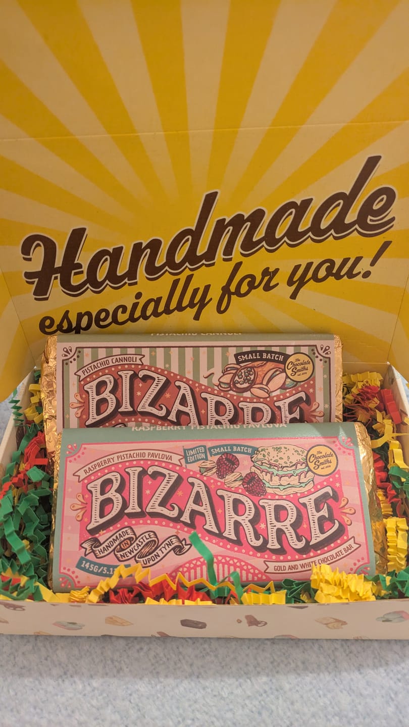 Customer photo review of *Levelled up* Pistachio Cannoli Inspired Bizarre chocolate bar 145g