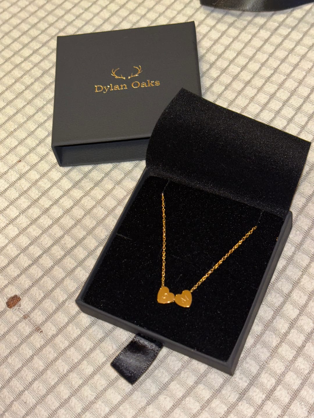 Customer photo review of Amo Heart Double Bead Necklace in Gold