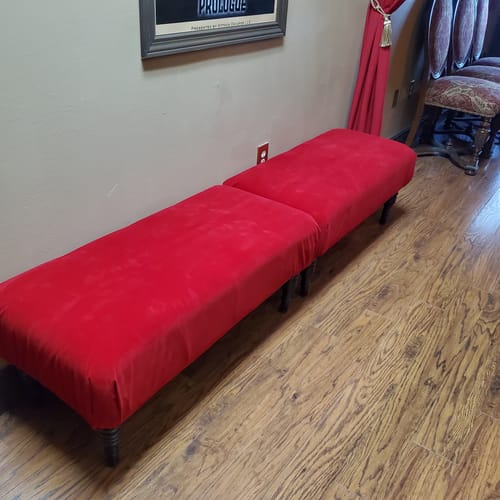 Customer photo review of Red Upholstery Grade Flocking Velvet Fabric