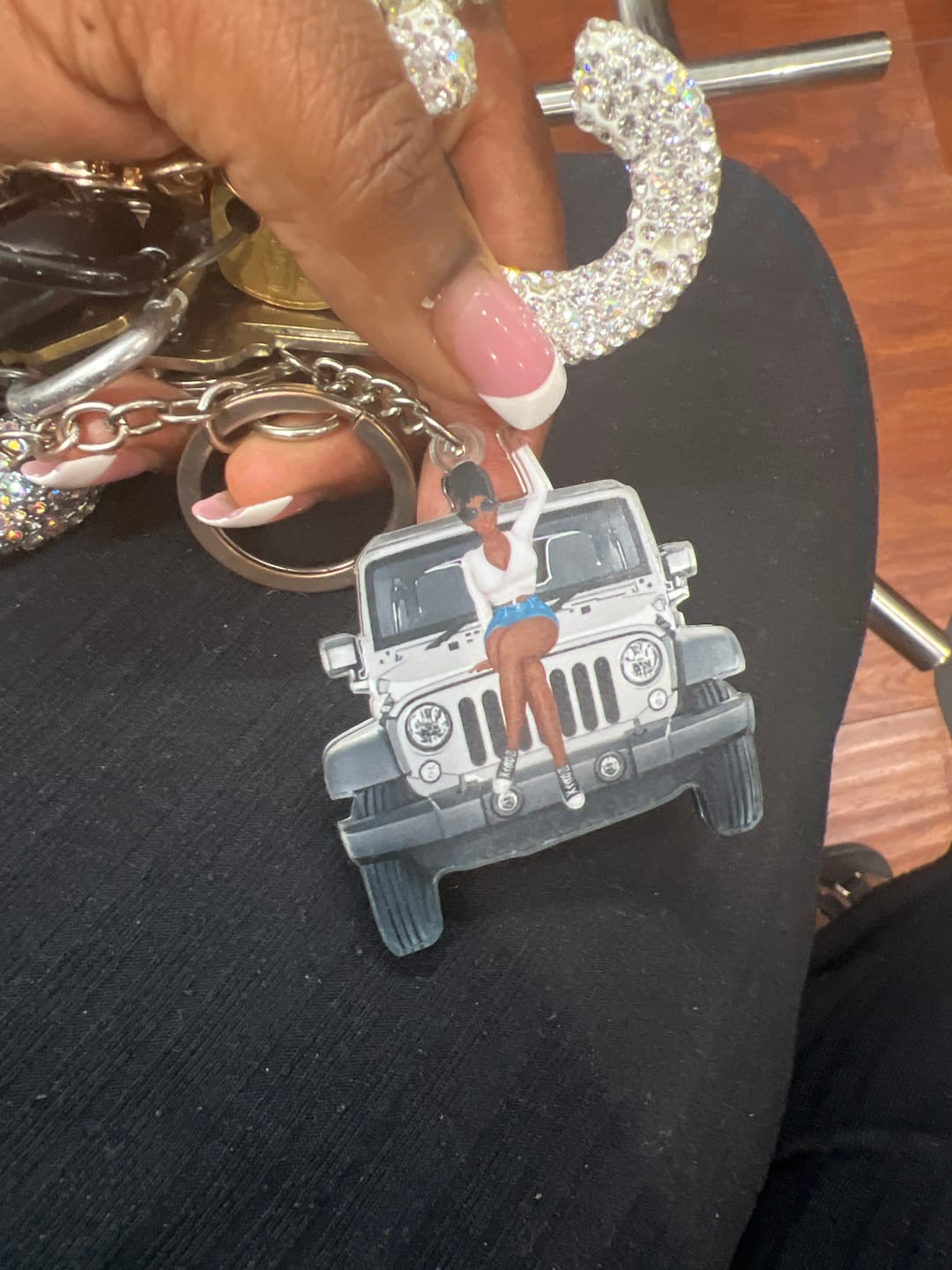 Customer photo review of Personalized A Girl With Off-Road Car And Dog Keychain Gift For Journey Girls