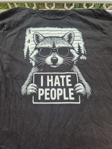 Customer photo review of Raccoon hates people - Bio Herren Shirt