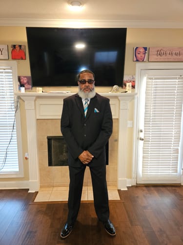 Customer photo review of Ties2you Men's Silk Tie Grey Striped Tie Handkerchief Cufflinks Set Holiday Festival Necktie