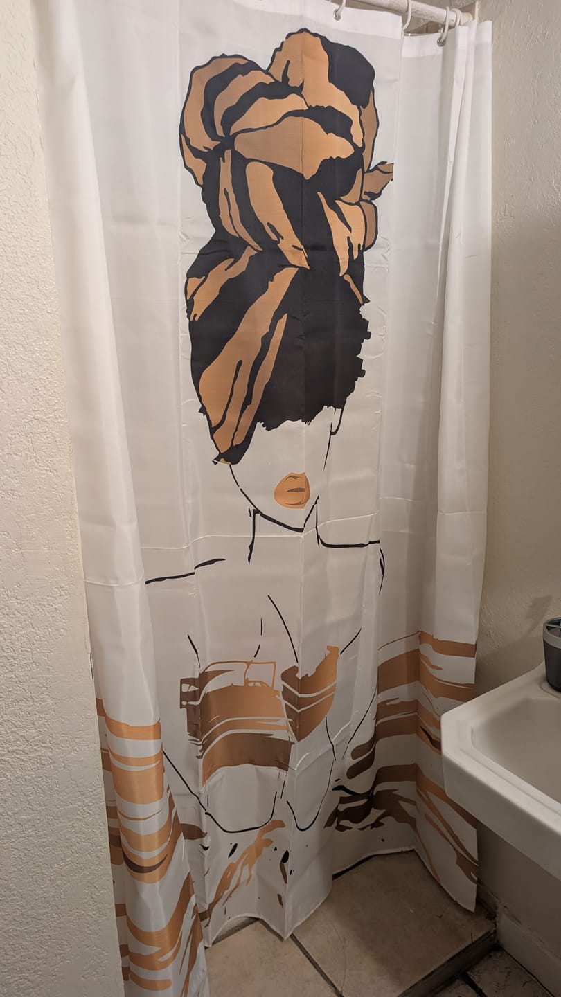 Customer photo review of Oro White Shower Curtain