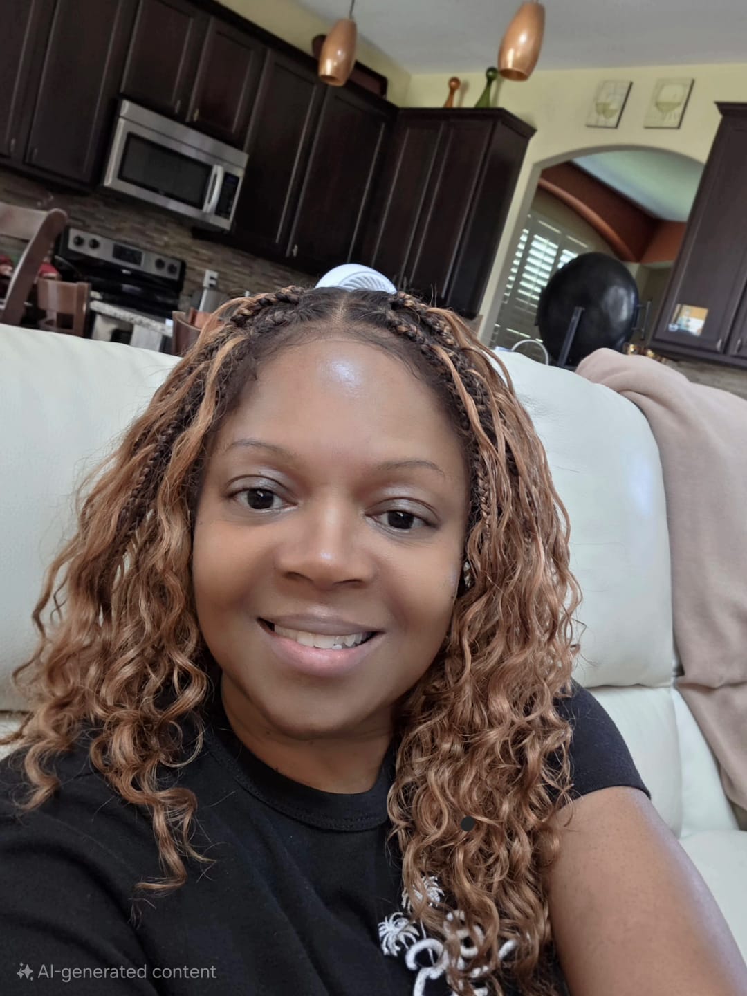 Customer photo review of Essential Choice: 16-36" Human Hair Boho Curls Hand Tied Swiss HD Full Lace Knotless Braided Wig