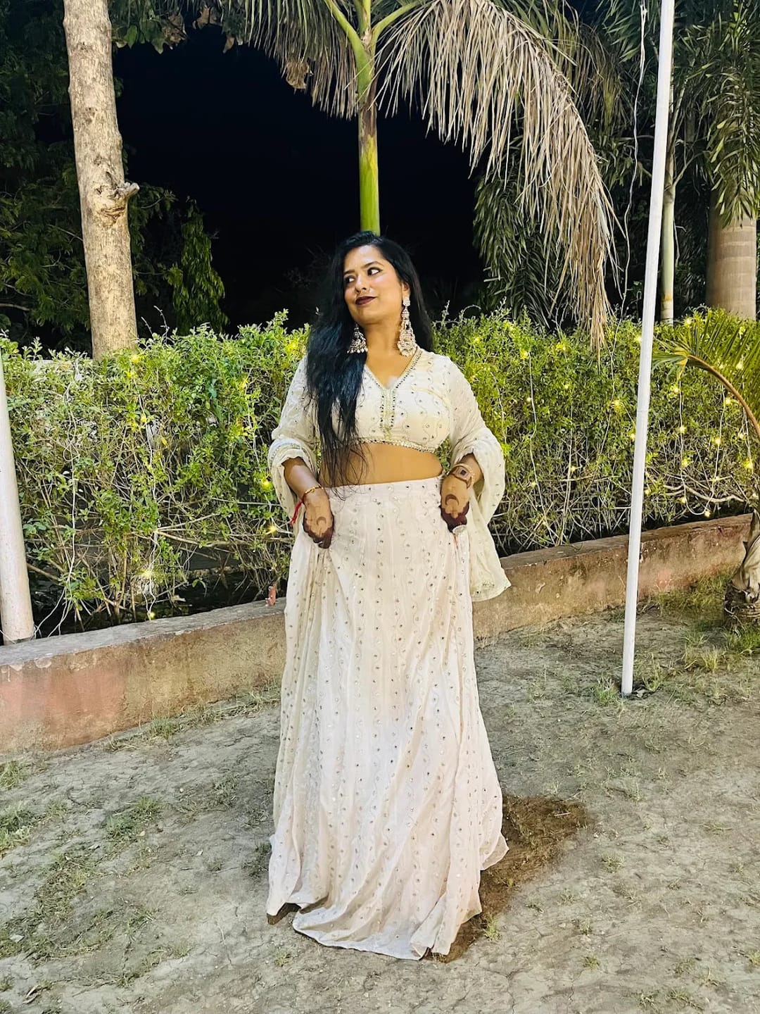 Customer photo review of Astoria Ivory Mirror Work Lehenga Set