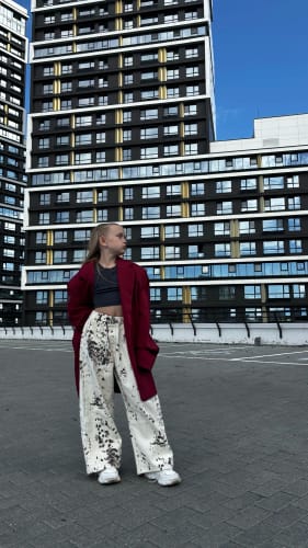 Customer photo review of Leopard Print Wide Leg Pants