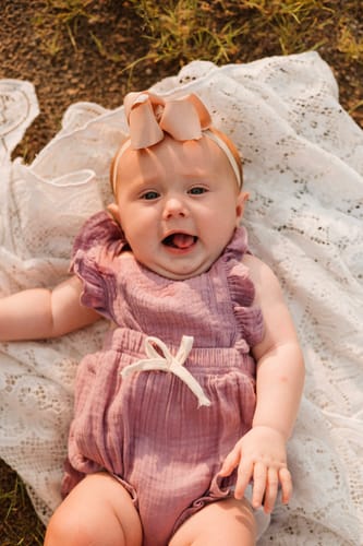 Customer photo review of Sofia Romper in Violet