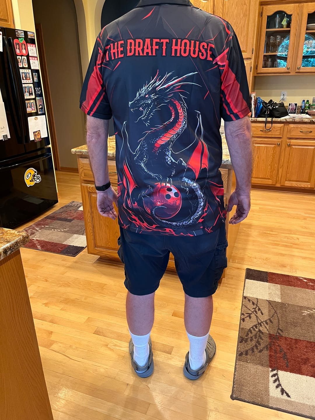 Customer photo review of Custom Black And Purple Dragon Bowling Shirts For Men, Dragon Bowling Team Shirts Uniform IPHW7314