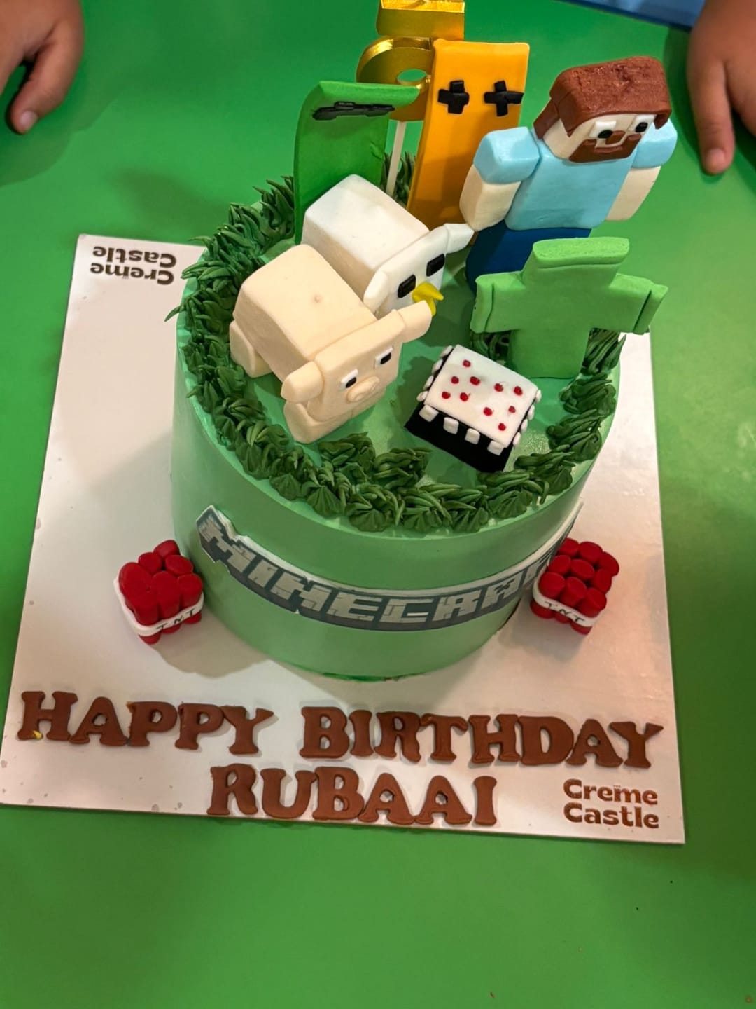 Customer photo review of Minecraft Fam Theme Cake