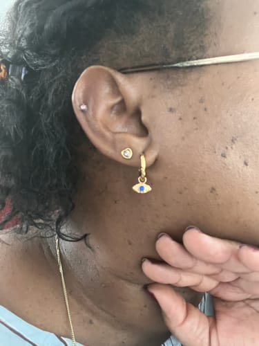 Customer photo review of Evil Eye Hoop Earrings