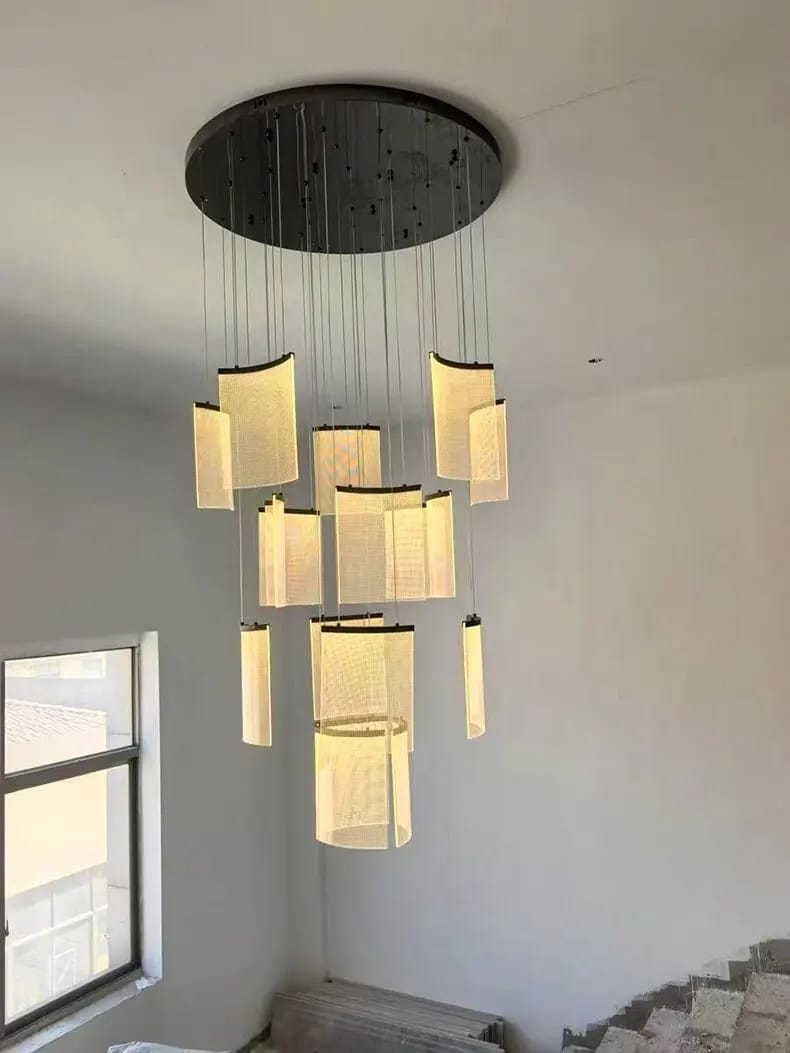 Customer photo review of Nordic Ceiling Stair Chandelier Gold/Black