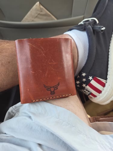 Customer photo review of Western Trifold Wallet - Chestnut Brown