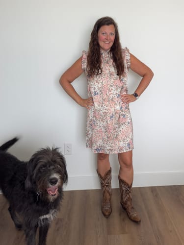 Customer photo review of Dainty Wildflowers Cinched Trim Dress