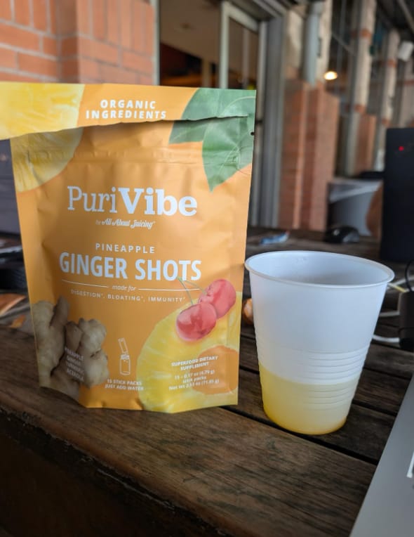Customer photo review of Pineapple Ginger Wellness Juice Shots - Superfood Juice Powder- Supports Immunity & Digestion