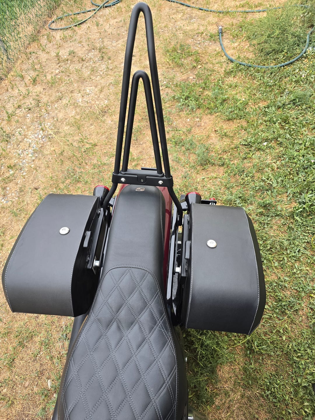 Customer photo review of Iron Born Blade 25" Sissy Bar with Foldable Luggage Rack for Harley Softail Slim FLSL Matte Black