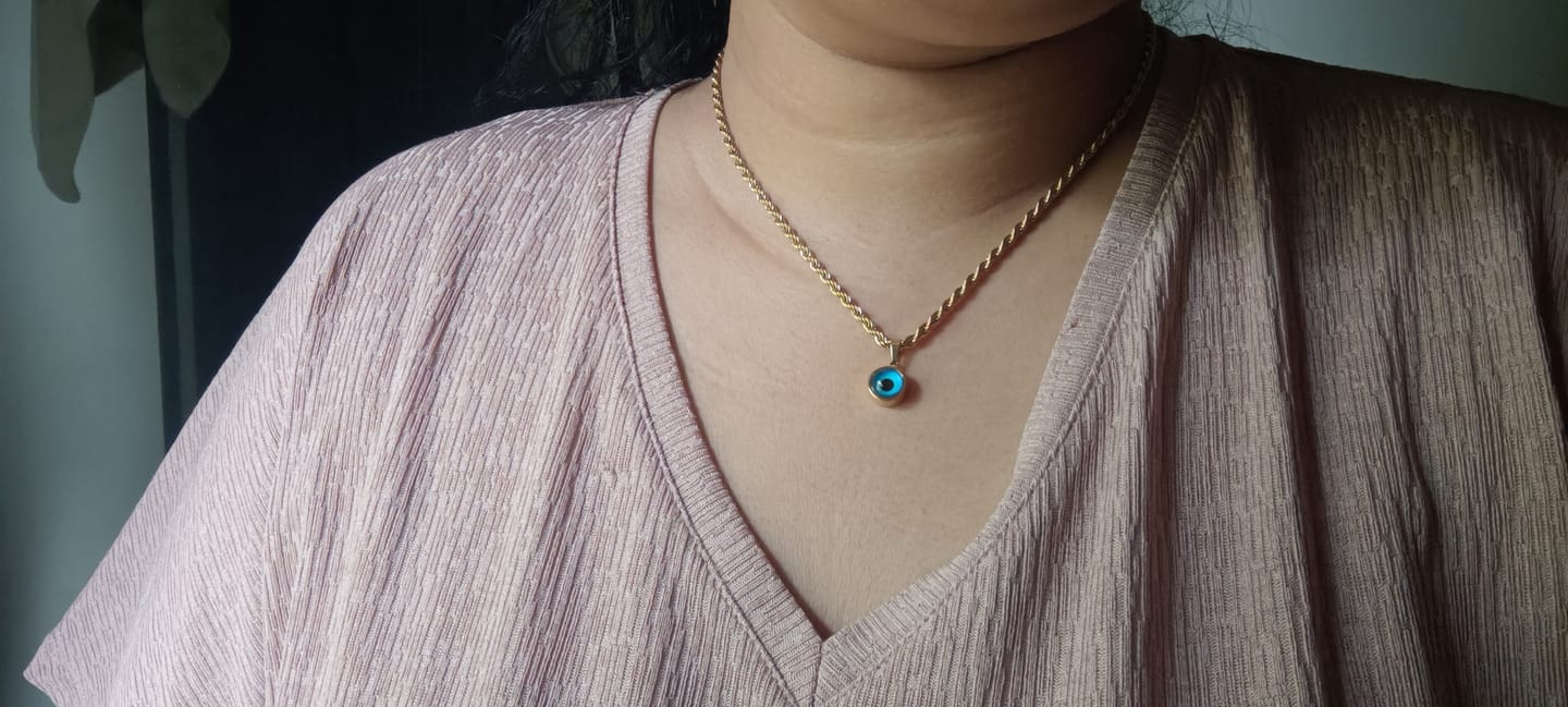Customer photo review of Evil-Eye Spiral Necklace