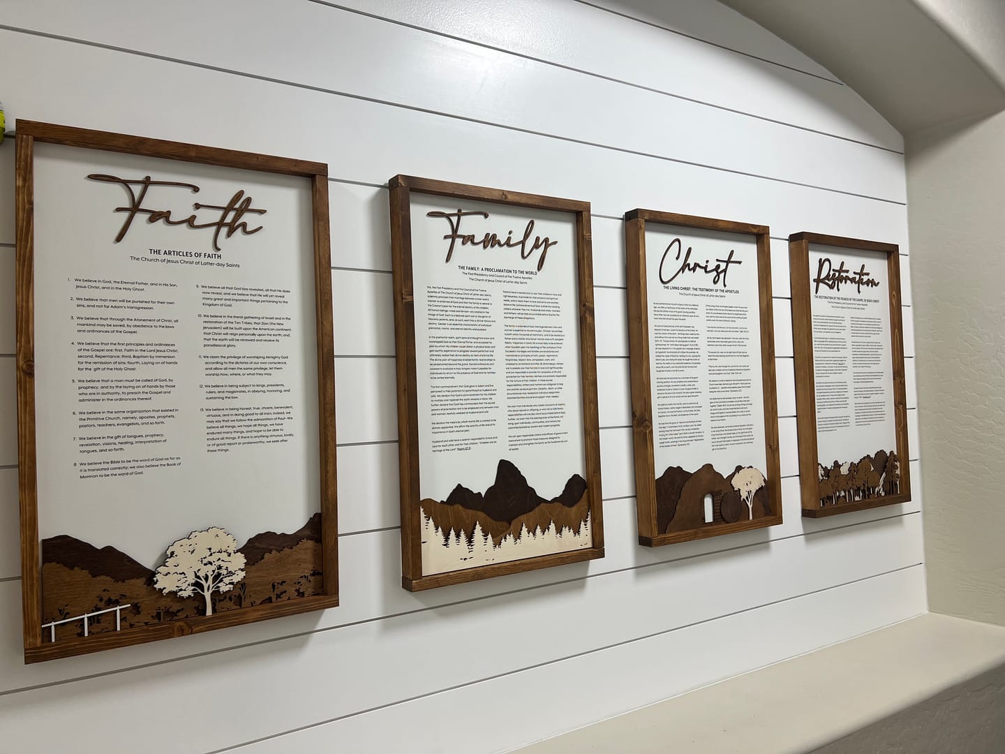 Customer photo review of 4-Piece Framed LDS Proclamation Signs With Beautiful Multi-layered Scenes