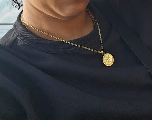 Customer photo review of Engravable Compass Necklace