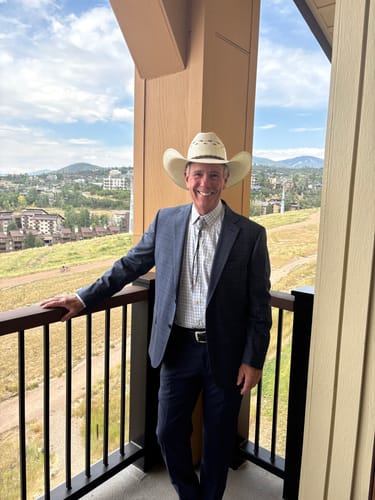 Customer photo review of The Summit -Blue and White Bolo Tie