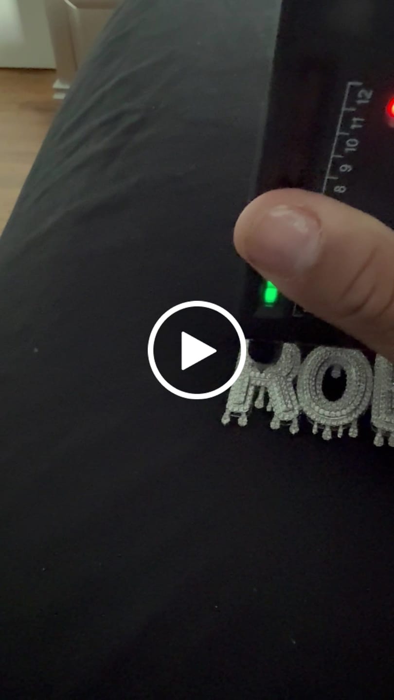 Customer video review of Custom Drip Font Pendant