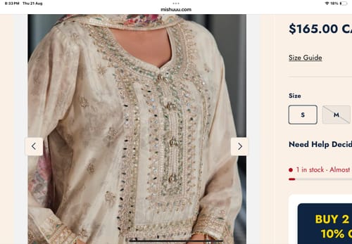 Customer photo review of Ivory Floral Embroidered Straight Kurta Palazzo Dupatta Set