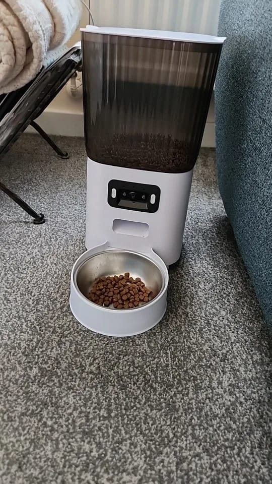 Customer photo review of 5L Double Bowls Smart Automatic Camera Feeder for Cat and Dog