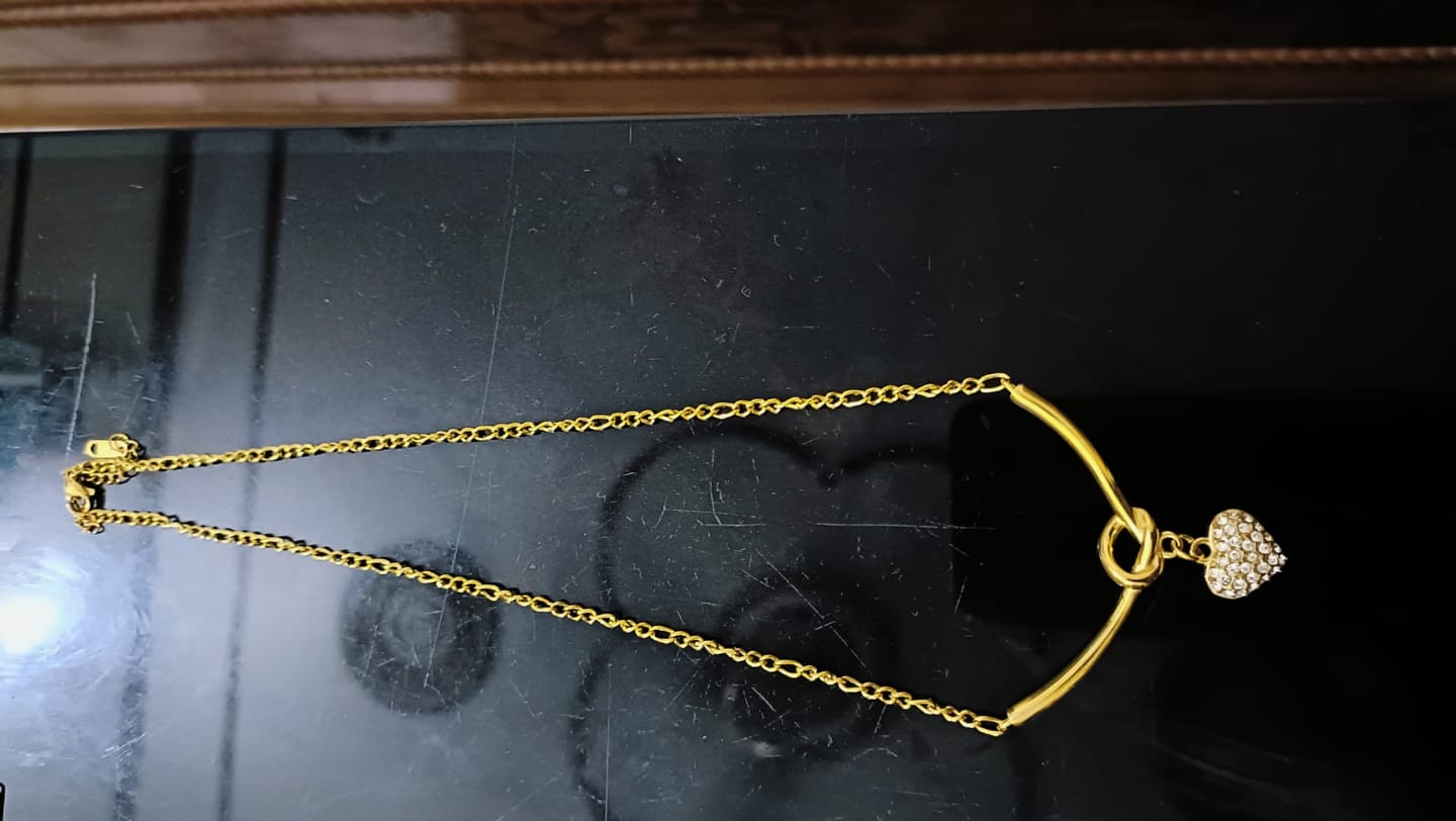 Customer photo review of Crystal Heart Charm Gold Necklace