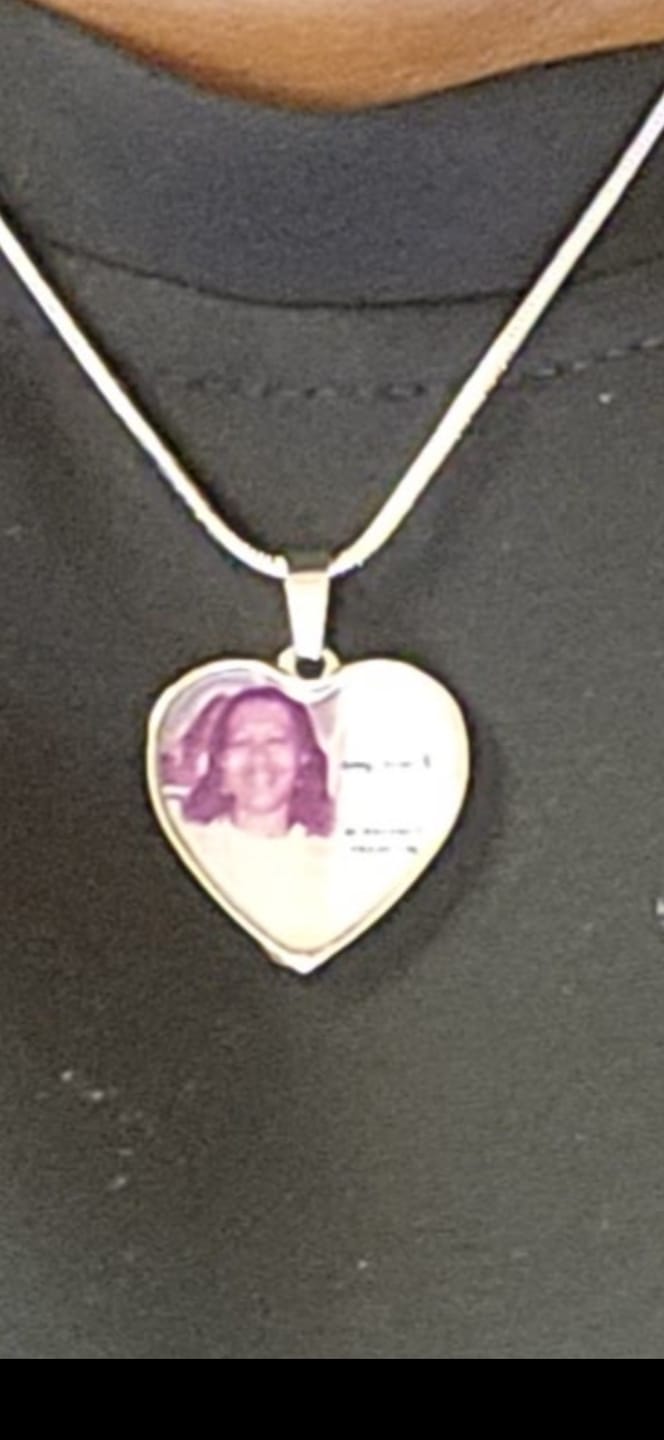 Customer photo review of Custom Name Heart Photo Memorial Necklace
