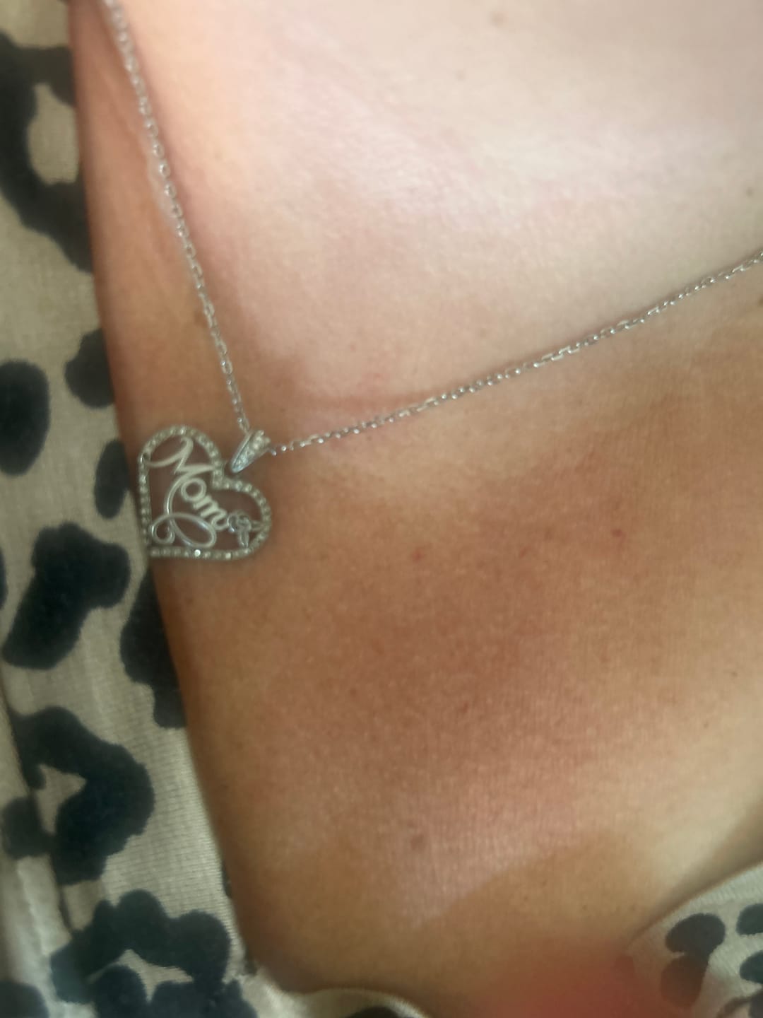 Customer photo review of Rhonda 18k White Gold Plated Mom Heart Necklace with Swarovski Crystals