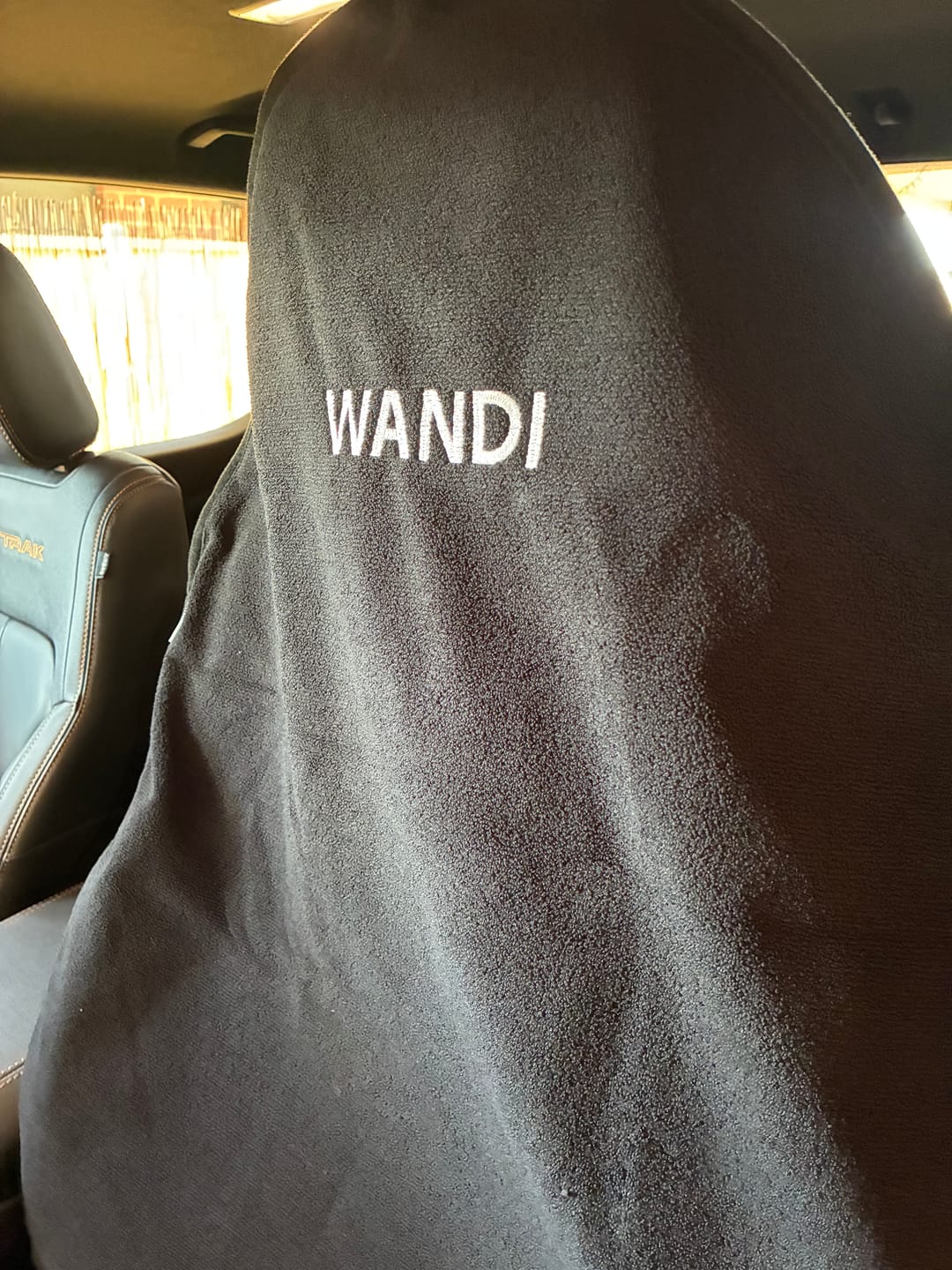 Customer photo review of Waterproof Back Seat Towel – Black | Towel Society