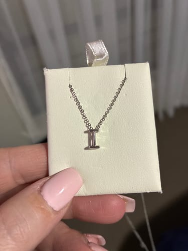 Customer photo review of Initial Slider Necklace in Sterling Silver