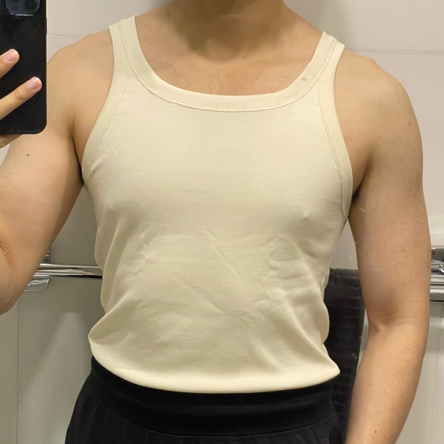 Customer photo review of Military Cotton Tank Top - Apricot