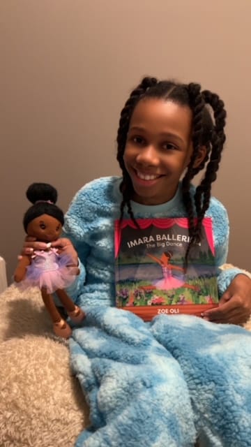 Customer photo review of Beautiful Curly Me Imara Ballerina 10 inch Plush Doll & Storybook Set