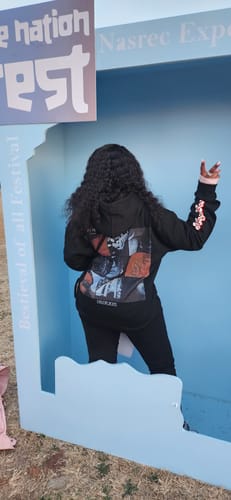 Customer photo review of Bestie Icon Hoodie– Zee Nation Fest Edition (BLACK)