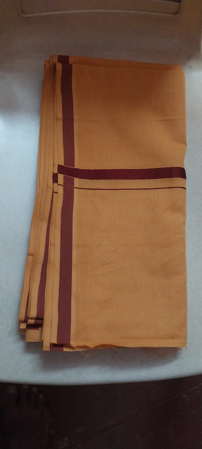 Customer photo review of Rudhran BB -  Steel Gray Single Layered Dhoti With Assorted Border Colors For Men | Uathayam