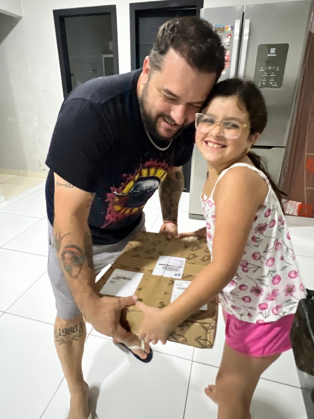 Customer photo review of Tábua de Churrasco Personalizada Damascus Design