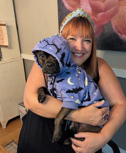 Customer photo review of Halloween Dog Hoodie - Purple