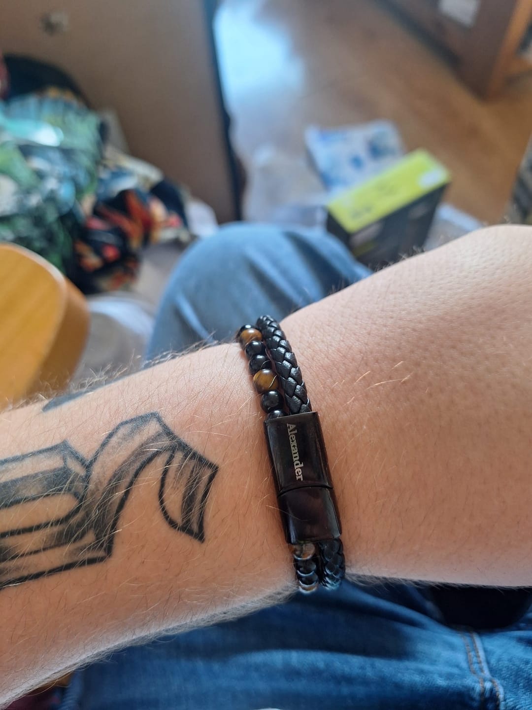 Customer photo review of Men’s Leather & Bead 21cm Bracelet Gift Set for Son or Soulmate