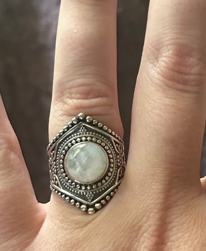 Customer photo review of Sterling Silver Boho Ring with Moonstone