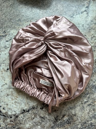 Customer photo review of Organic Silver Ion Silk Hair Bonnet