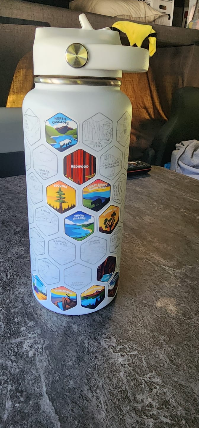 Customer photo review of Lets Wander™ National Parks Water Bottle + Stickers
