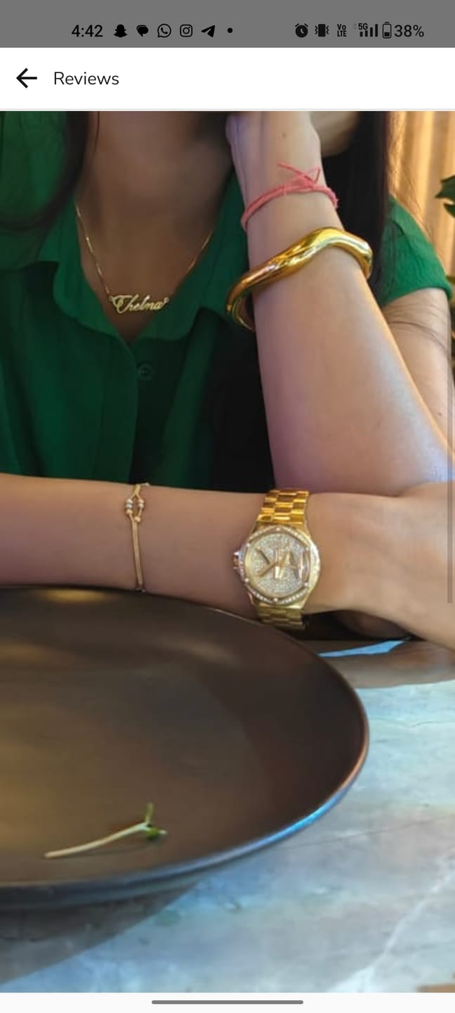 Customer photo review of Curved Chic Gold Bracelet