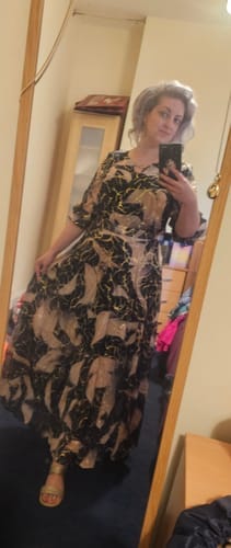 Customer photo review of Kleid Elegant Dreiviertelarm Gedruckte Taille