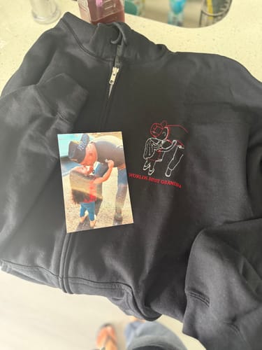 Customer photo review of Custom Embroidered Photo Zip-Up Hoodie