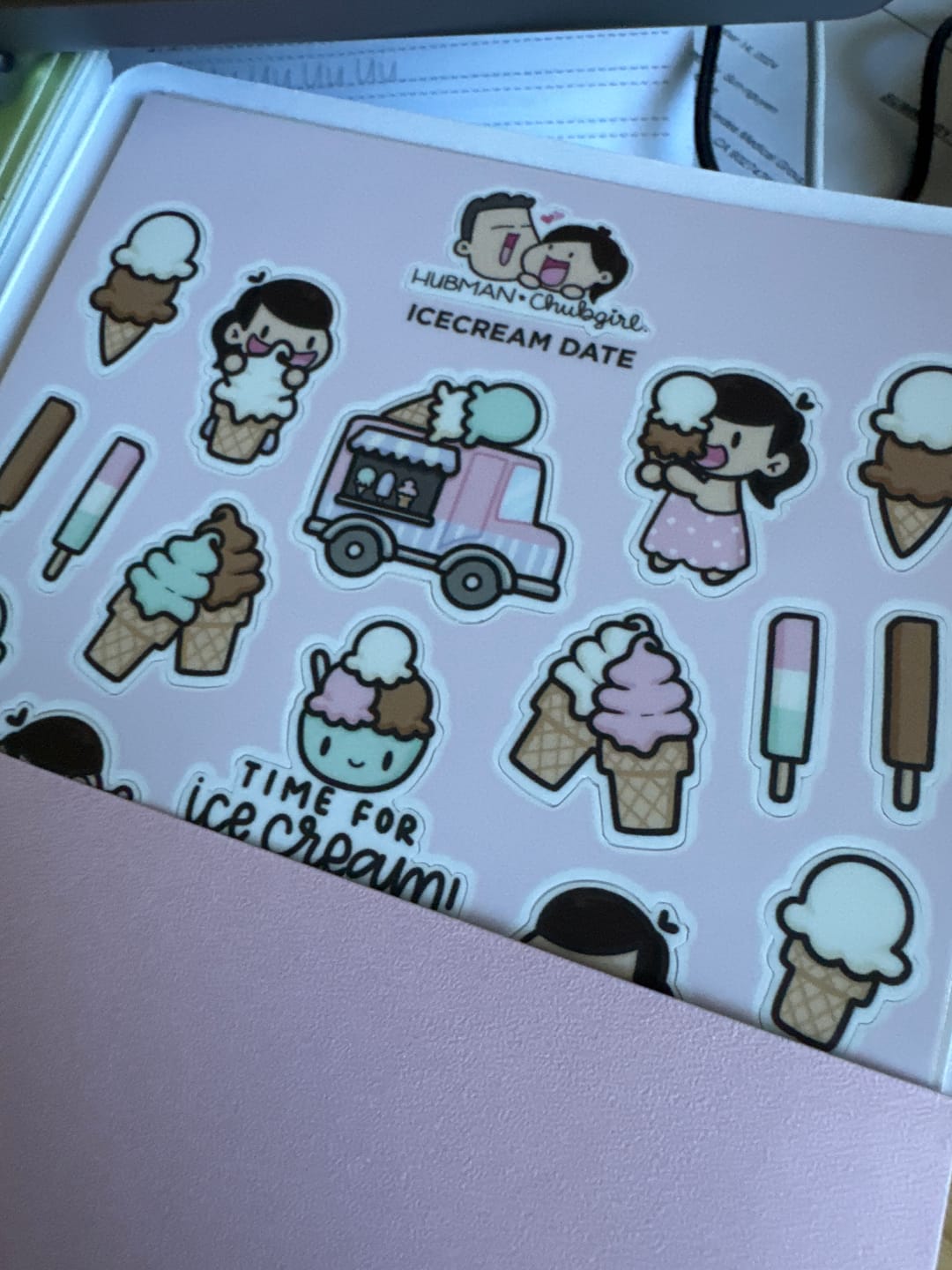 Customer photo review of Ice cream date Sticker Sheet